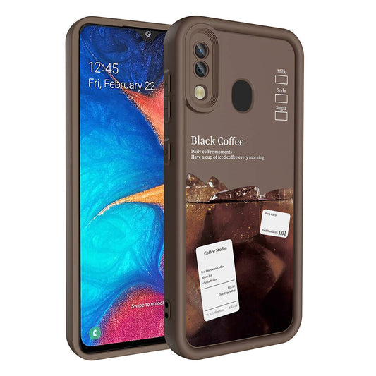 Galaxy A30 Kılıf Kamera Korumalı Baskılı Arka Yüzey Zore Klas Kapak Koyu Kahve
