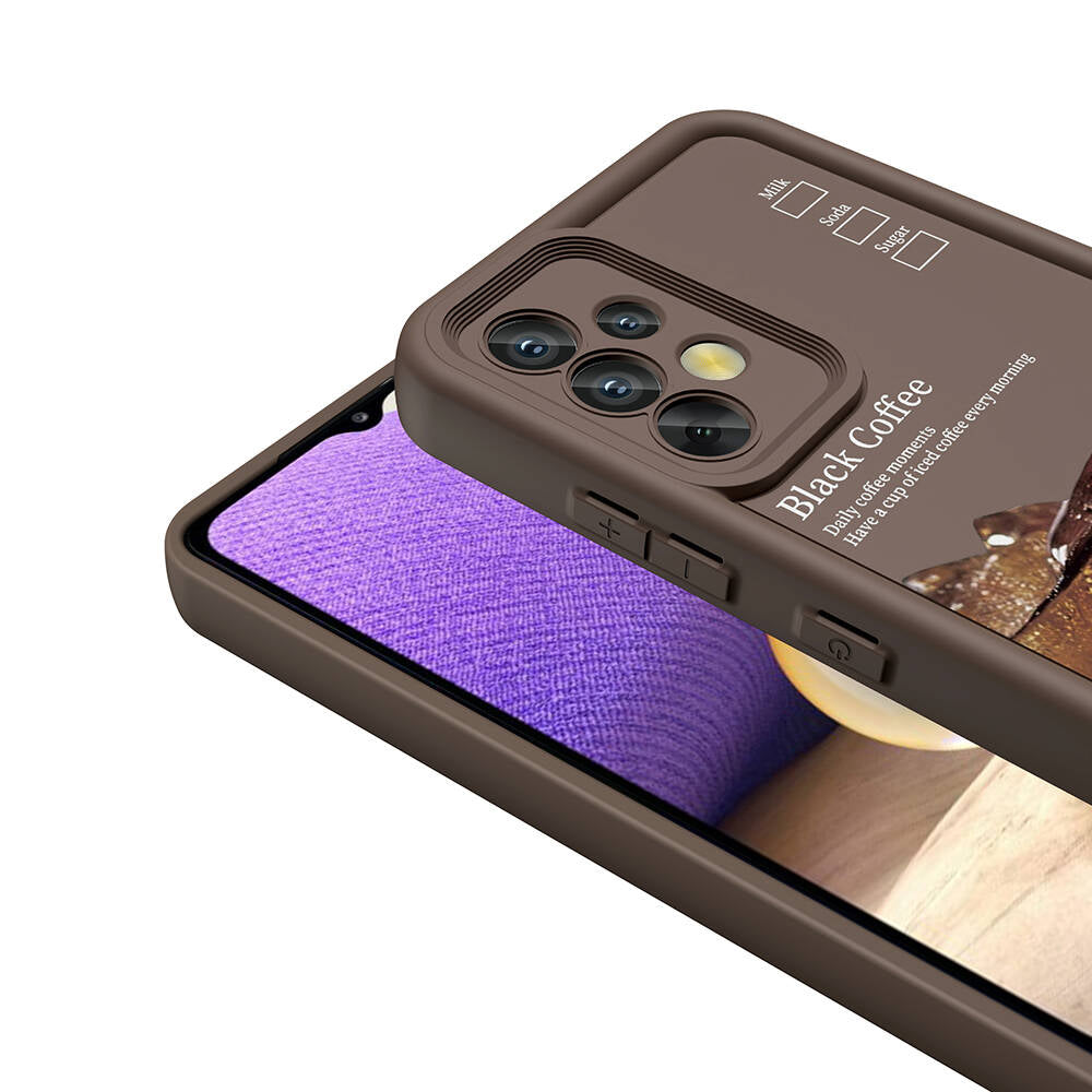 Galaxy A32 4G Kılıf Kamera Korumalı Baskılı Arka Yüzey Zore Klas Kapak Koyu Kahve