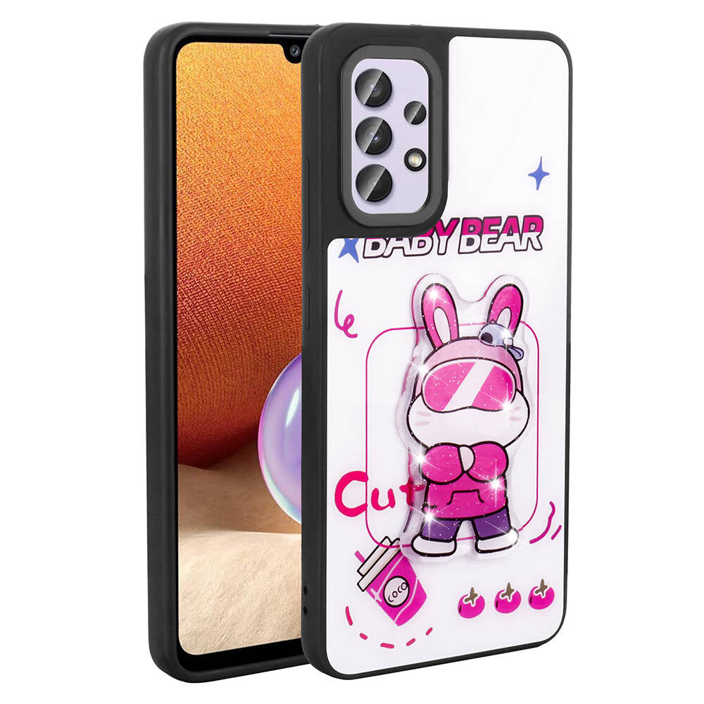 Galaxy A32 4G Kılıf Parlayan Kabartmalı İkonik Figürlü Zore Amas Silikon Kapak Beyaz