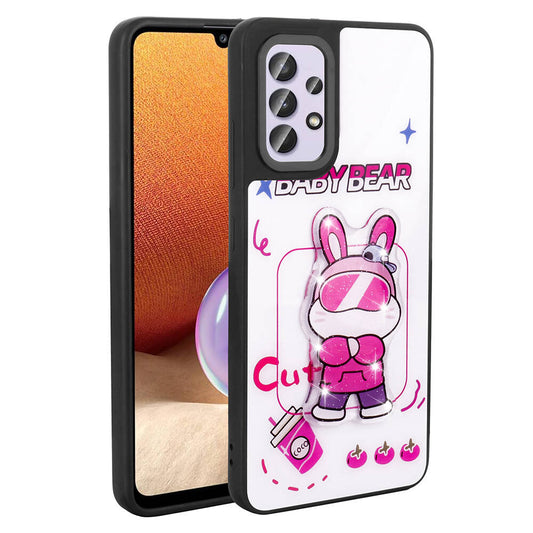 Galaxy A32 4G Kılıf Parlayan Kabartmalı İkonik Figürlü Zore Amas Silikon Kapak Beyaz