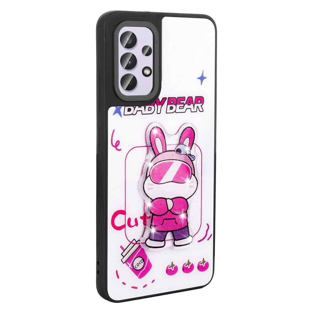 Galaxy A32 4G Kılıf Parlayan Kabartmalı İkonik Figürlü Zore Amas Silikon Kapak Siyah