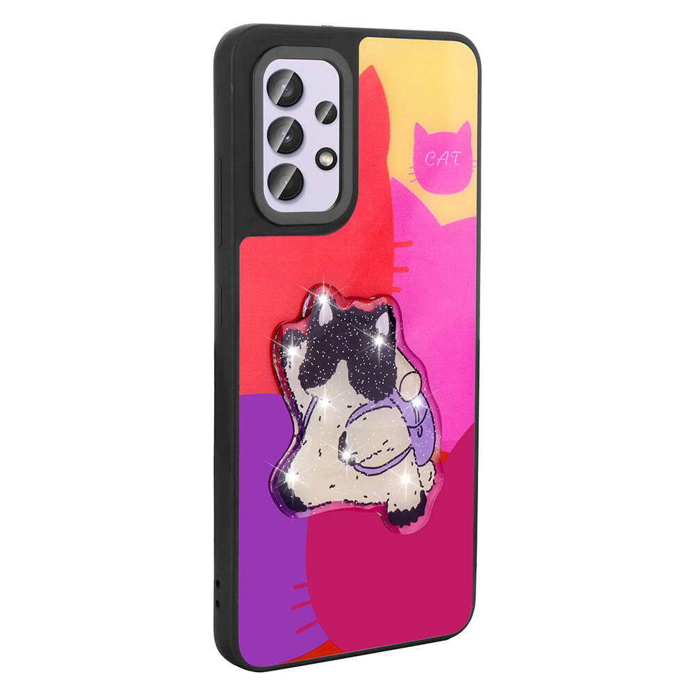 Galaxy A32 4G Kılıf Parlayan Kabartmalı İkonik Figürlü Zore Amas Silikon Kapak Beyaz