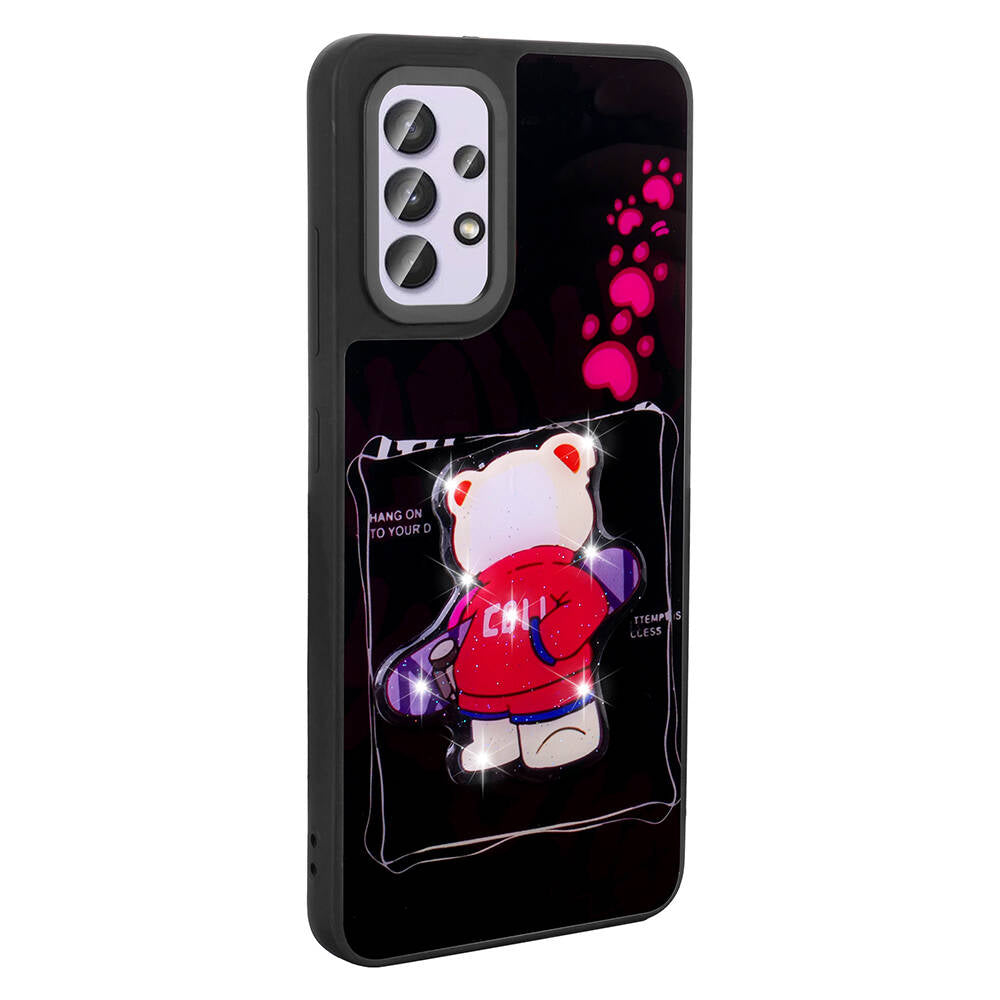 Galaxy A32 4G Kılıf Parlayan Kabartmalı İkonik Figürlü Zore Amas Silikon Kapak Siyah