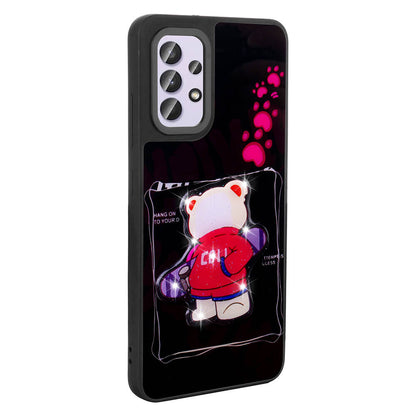 Galaxy A32 4G Kılıf Parlayan Kabartmalı İkonik Figürlü Zore Amas Silikon Kapak Pembe