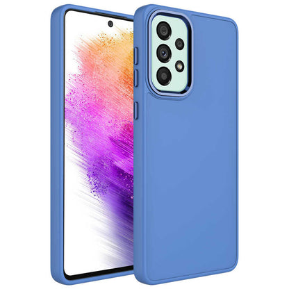 Galaxy A33 5G Kılıf Metal Çerçeve ve Buton Tasarımlı Silikon Zore Luna Kapak
