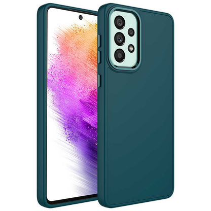Galaxy A33 5G Kılıf Metal Çerçeve ve Buton Tasarımlı Silikon Zore Luna Kapak