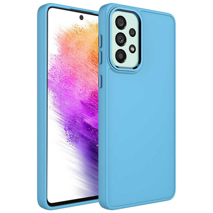 Galaxy A33 5G Kılıf Metal Çerçeve ve Buton Tasarımlı Silikon Zore Luna Kapak
