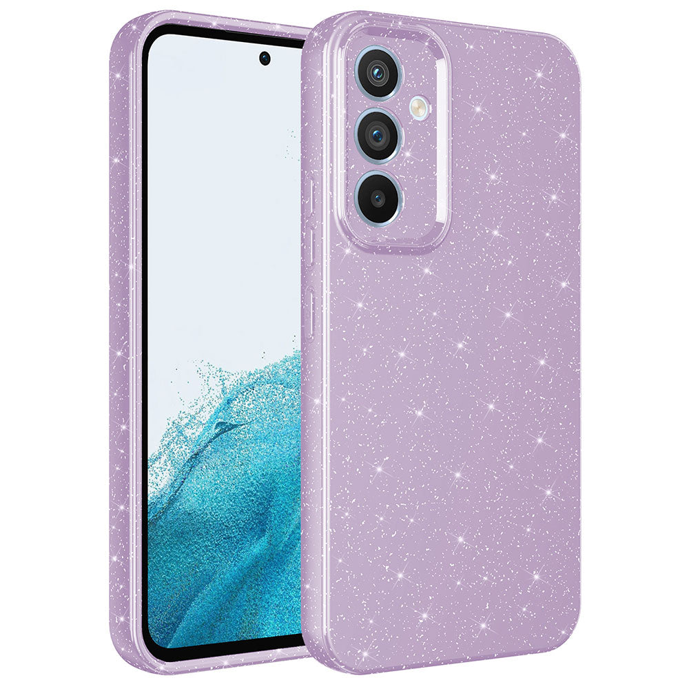 Galaxy A34 Kılıf Kamera Korumalı Simli Lüks Zore Koton Kapak Lila
