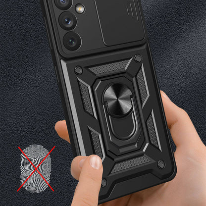 Galaxy A34 Kılıf Magnetik Standlı Kamera Korumalı Zore Sürgülü Vega Kapak Siyah