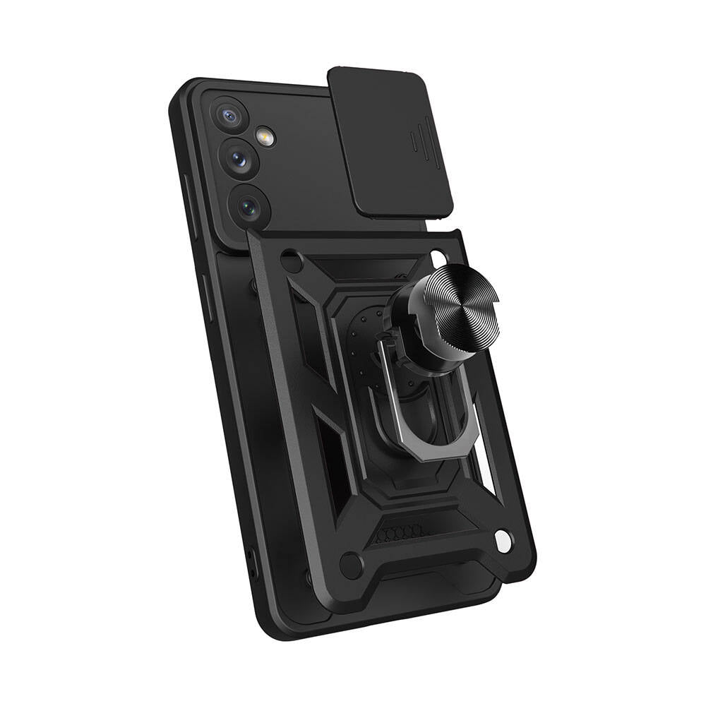 Galaxy A34 Kılıf Magnetik Standlı Kamera Korumalı Zore Sürgülü Vega Kapak Mavi