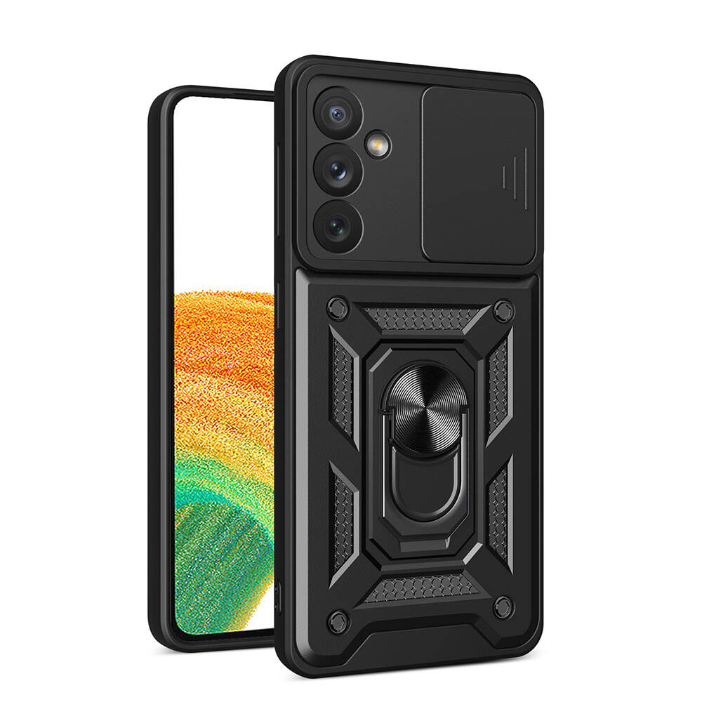 Galaxy A34 Kılıf Magnetik Standlı Kamera Korumalı Zore Sürgülü Vega Kapak Mavi