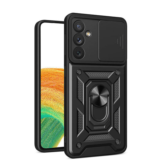 Galaxy A34 Kılıf Magnetik Standlı Kamera Korumalı Zore Sürgülü Vega Kapak Siyah