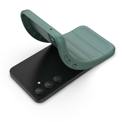 Galaxy A35 Kılıf Esnek TPU Oyuklu Arka Yüzey Tasarımlı Zore Etnik Silikon Kapak Koyu Yeşil