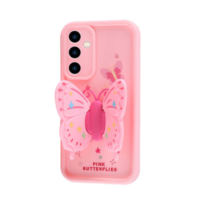 Galaxy A35 Kılıf Kamera Korumalı Figür Tasarımlı Zore Kapya Kapak Pembe Açık