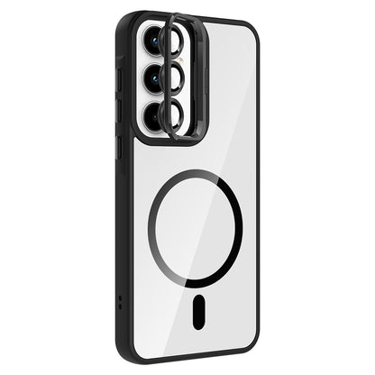 Galaxy A35 Kılıf Standlı ve Kamera Lens Hediyeli M-Safe Şarj Özellikli Zore Etro Kapak Desert Titanyum