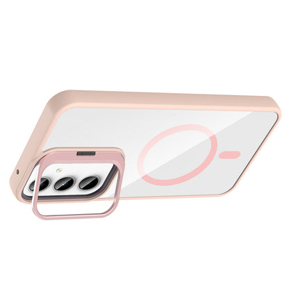 Galaxy A35 Kılıf Standlı ve Kamera Lens Hediyeli M-Safe Şarj Özellikli Zore Etro Kapak Gri