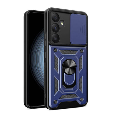 Galaxy A35 Kılıf Magnetik Standlı Kamera Korumalı Zore Sürgülü Vega Kapak Siyah