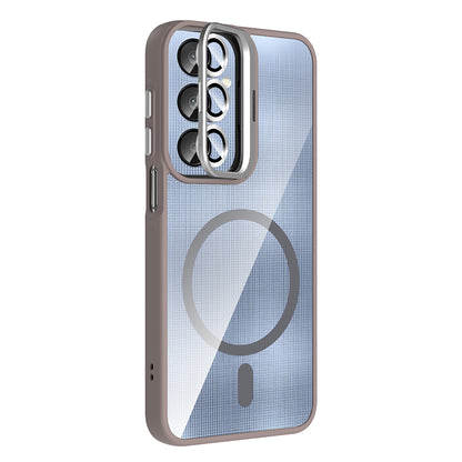 Galaxy A36 Kılıf Standlı ve Kamera Lens Hediyeli Zore Etro Kapak Lacivert