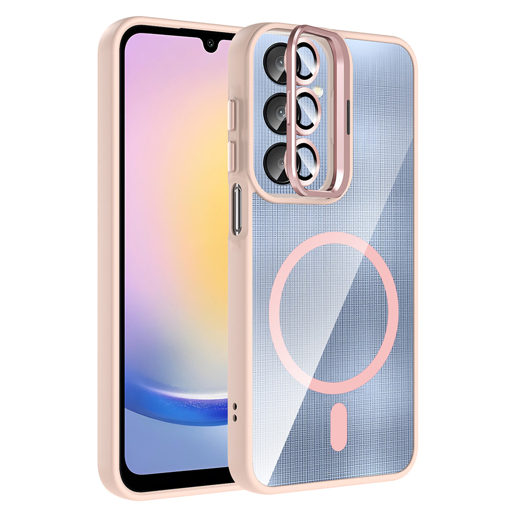 Galaxy A36 Kılıf Standlı ve Kamera Lens Hediyeli Zore Etro Kapak Pembe