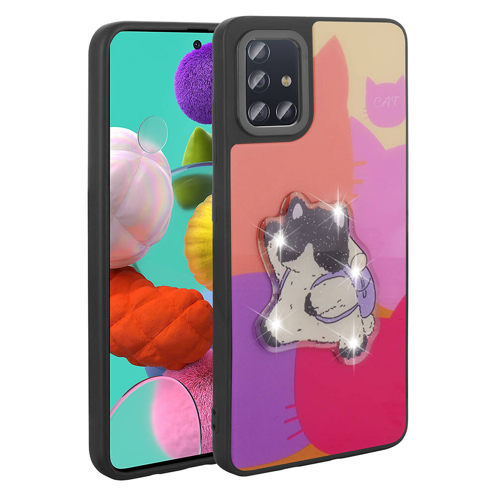 Galaxy A51 Kılıf Parlayan Kabartmalı İkonik Figürlü Zore Amas Silikon Kapak Beyaz