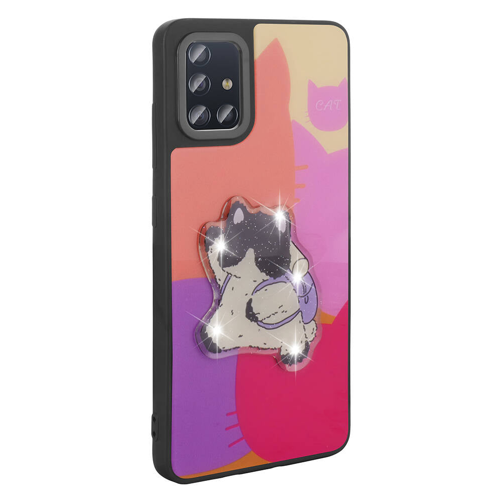 Galaxy A51 Kılıf Parlayan Kabartmalı İkonik Figürlü Zore Amas Silikon Kapak Siyah