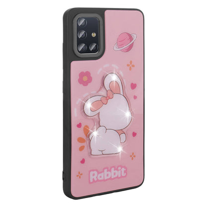 Galaxy A51 Kılıf Parlayan Kabartmalı İkonik Figürlü Zore Amas Silikon Kapak Beyaz