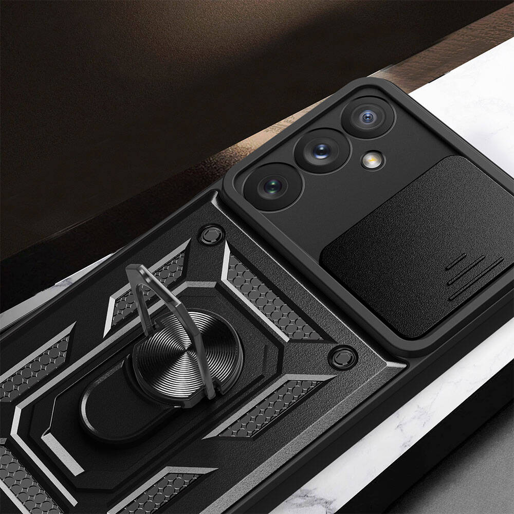 Galaxy A54 Kılıf Magnetik Standlı Kamera Korumalı Zore Sürgülü Vega Kapak Mavi