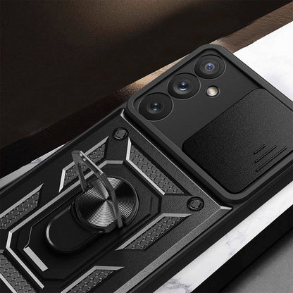 Galaxy A54 Kılıf Magnetik Standlı Kamera Korumalı Zore Sürgülü Vega Kapak Siyah