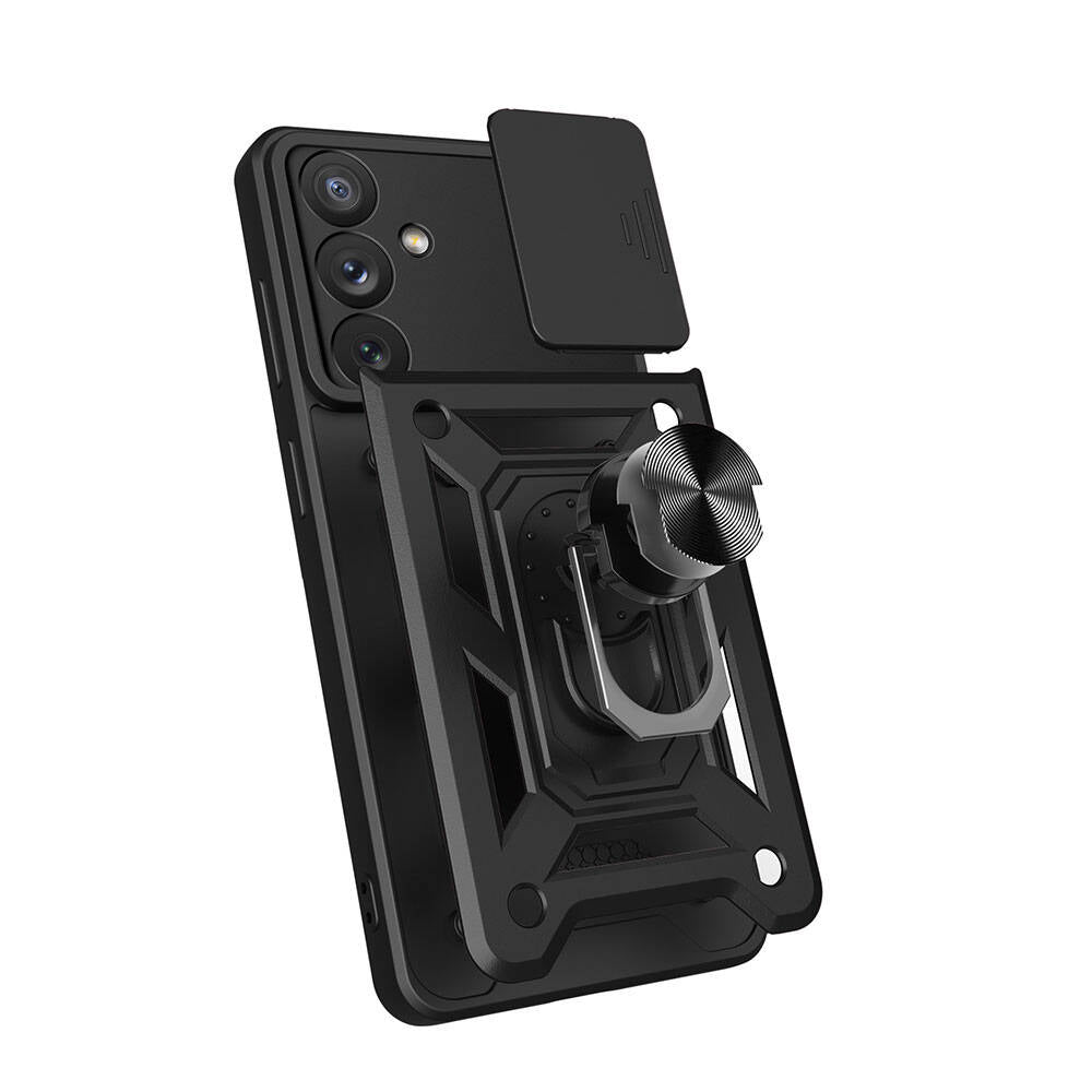 Galaxy A54 Kılıf Magnetik Standlı Kamera Korumalı Zore Sürgülü Vega Kapak Siyah