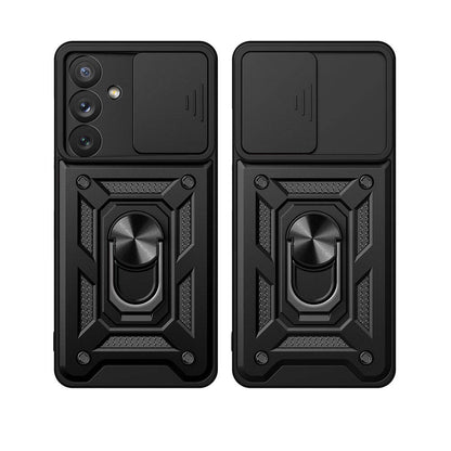 Galaxy A54 Kılıf Magnetik Standlı Kamera Korumalı Zore Sürgülü Vega Kapak Mavi