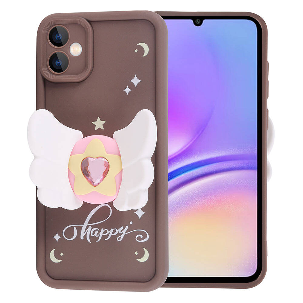 Galaxy A05 Kılıf Kamera Korumalı Figür Tasarımlı Zore Kapya Kapak Pembe Koyu