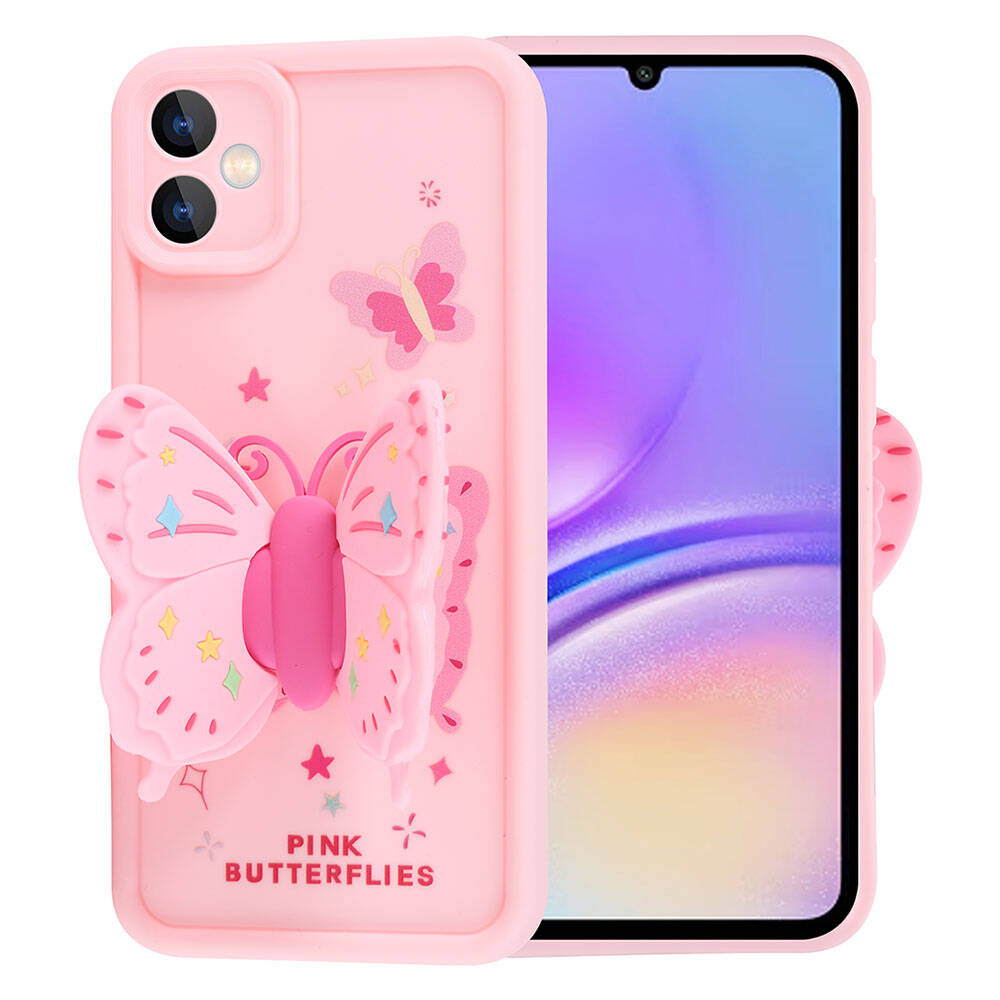 Galaxy A05 Kılıf Kamera Korumalı Figür Tasarımlı Zore Kapya Kapak Pembe Koyu