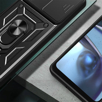 Galaxy A55 Kılıf Magnetik Standlı Kamera Korumalı Zore Sürgülü Vega Kapak Mavi