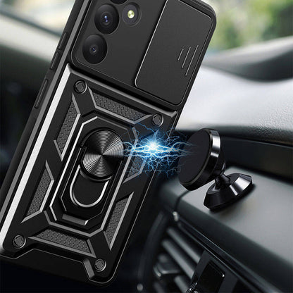 Galaxy A55 Kılıf Magnetik Standlı Kamera Korumalı Zore Sürgülü Vega Kapak Mavi