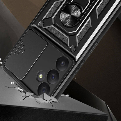 Galaxy A55 Kılıf Magnetik Standlı Kamera Korumalı Zore Sürgülü Vega Kapak Mavi