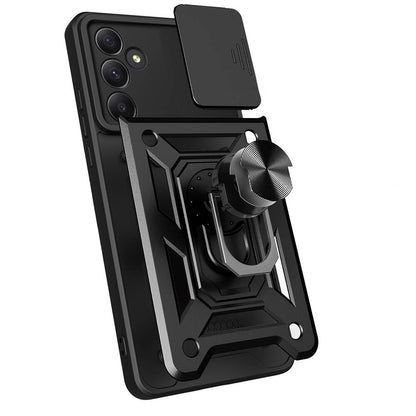 Galaxy A55 Kılıf Magnetik Standlı Kamera Korumalı Zore Sürgülü Vega Kapak Mavi