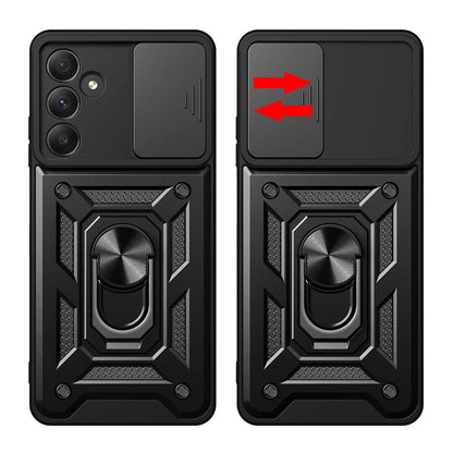 Galaxy A55 Kılıf Magnetik Standlı Kamera Korumalı Zore Sürgülü Vega Kapak Mavi