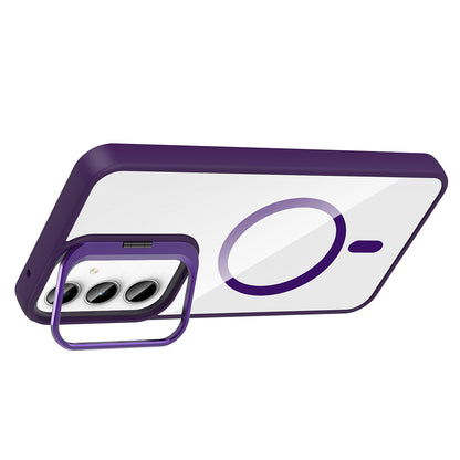 Galaxy A55 Kılıf Standlı ve Kamera Lens Hediyeli M-Safe Şarj Özellikli Zore Etro Kapak Desert Titanyum