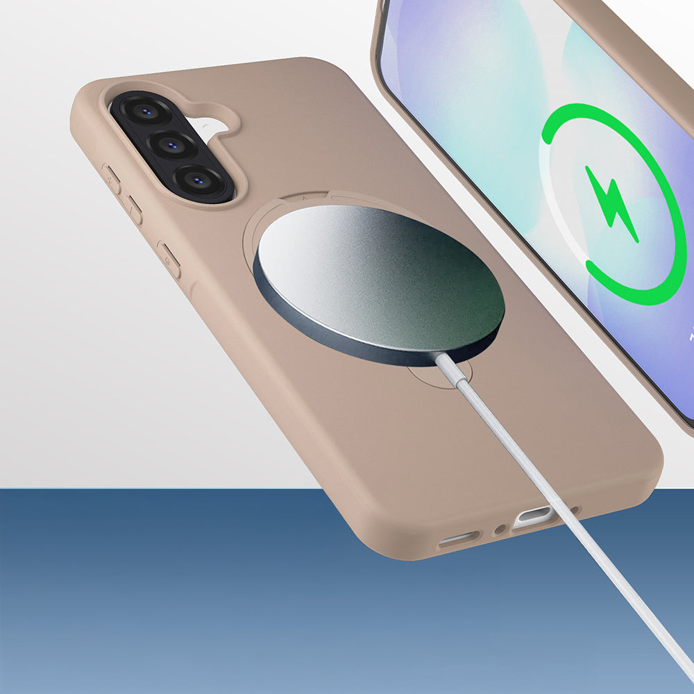 Galaxy A56 Kılıf M-safe Şarj Özellikli Standlı Zore Samara Kapak Desert Gold