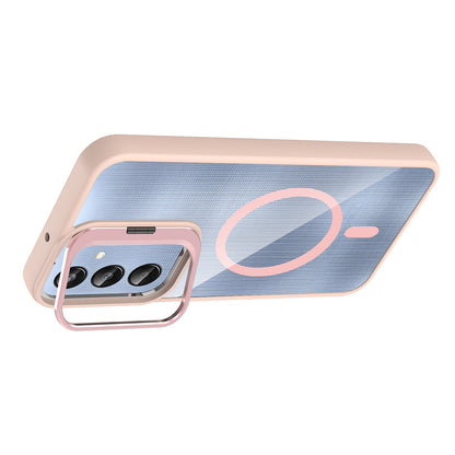 Galaxy A56 Kılıf Standlı ve Kamera Lens Hediyeli Zore Etro Kapak Derin Mor