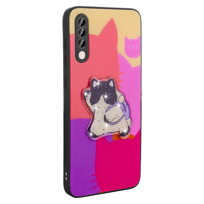 Galaxy A70 Kılıf Parlayan Kabartmalı İkonik Figürlü Zore Amas Silikon Kapak Siyah