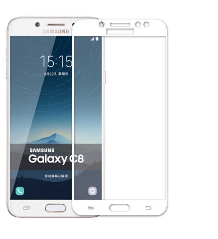 Galaxy C8 Zore Ekranı Tam Kaplayan Düz Cam Koruyucu