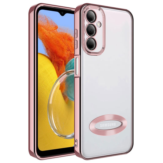 Galaxy M14 Kılıf Kamera Korumalı Logo Gösteren Zore Omega Kapak Rose Gold