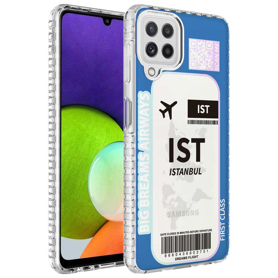 Galaxy M22 Kılıf Airbag Kenarlı Renkli Desenli Silikon Zore Elegans Kapak