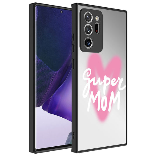 Galaxy Note 20 Ultra Kılıf Aynalı Desenli Kamera Korumalı Parlak Zore Mirror Kapak Süper Anne