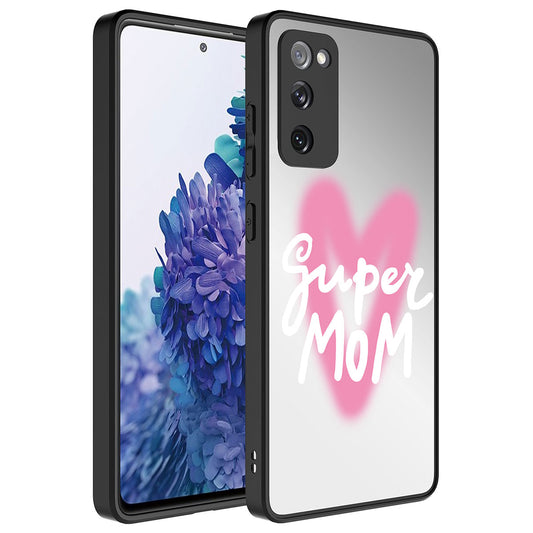 Galaxy S20 FE Kılıf Aynalı Desenli Kamera Korumalı Parlak Zore Mirror Kapak Süper Anne