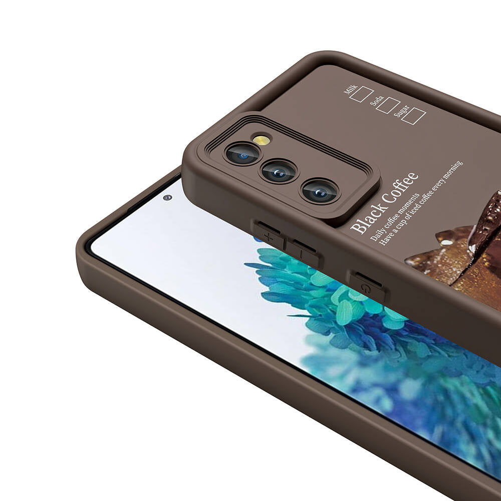 Galaxy S20 FE Kılıf Kamera Korumalı Baskılı Arka Yüzey Zore Klas Kapak Koyu Kahve
