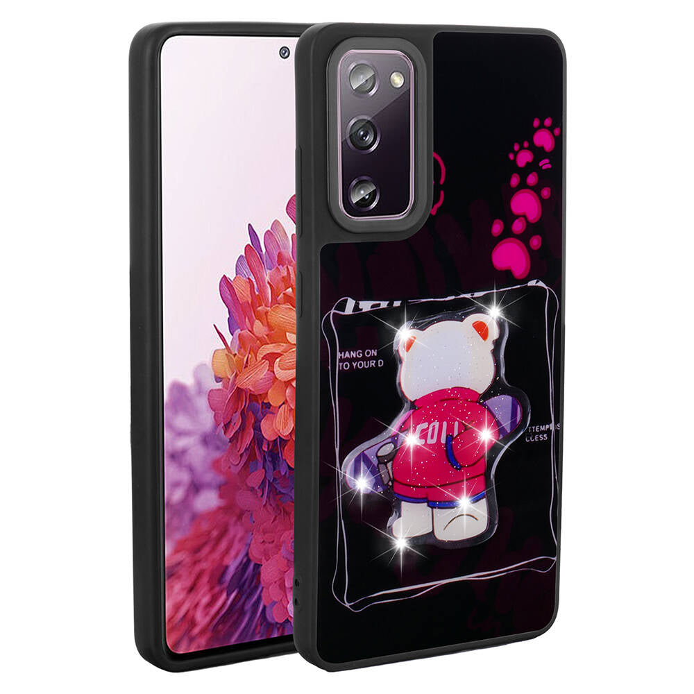 Galaxy S20 FE Kılıf Parlayan Kabartmalı İkonik Figürlü Zore Amas Silikon Kapak Siyah