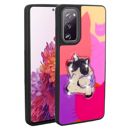 Galaxy S20 FE Kılıf Parlayan Kabartmalı İkonik Figürlü Zore Amas Silikon Kapak Mor