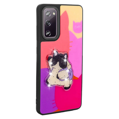 Galaxy S20 FE Kılıf Parlayan Kabartmalı İkonik Figürlü Zore Amas Silikon Kapak Mor